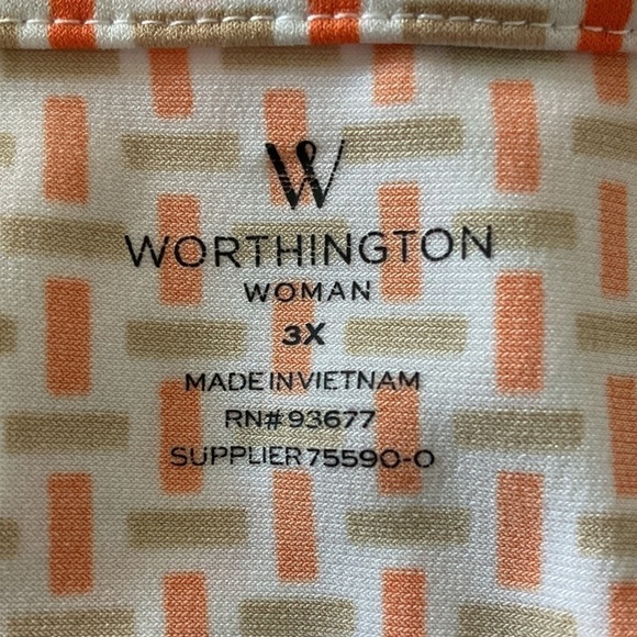 Worthington 3X top cap sleeve white orange tan - Picture 9 of 10